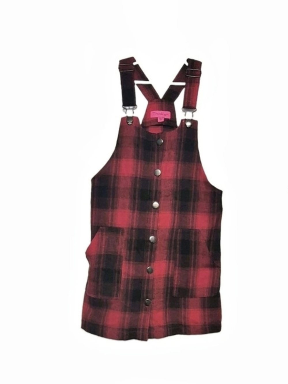 Trende girl Plaid Overall Dress in Red & Black Size 7
